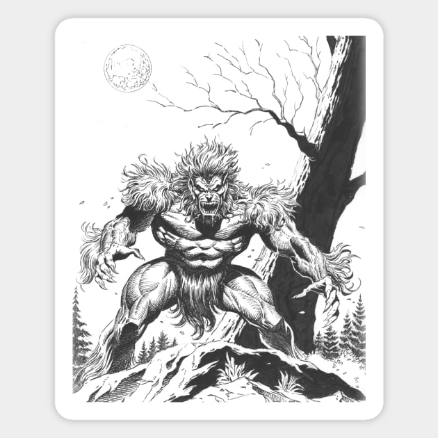 Wolfman Line Art Magnet by Paul_Abrams